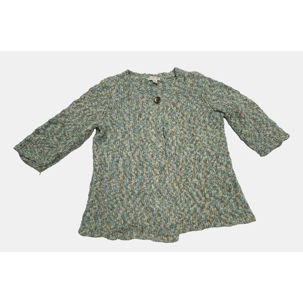 Christopher & Banks Sweater Chunky Knit Cardigan Blue Brown Women's Size XL